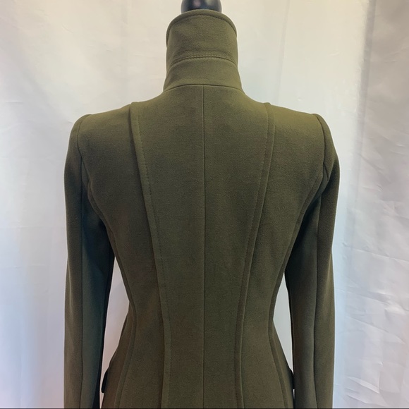 BCBG Maxazria Murdock Olive Green High Neck Military style Coat Size XS - Picture 5 of 13